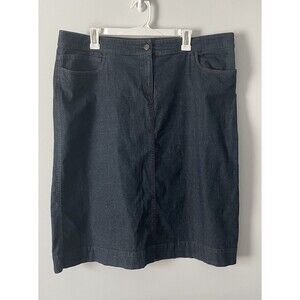 Eileen Fisher Denim Blue Jean Skirt  Size XL Made In USA Preppy Classic Designer